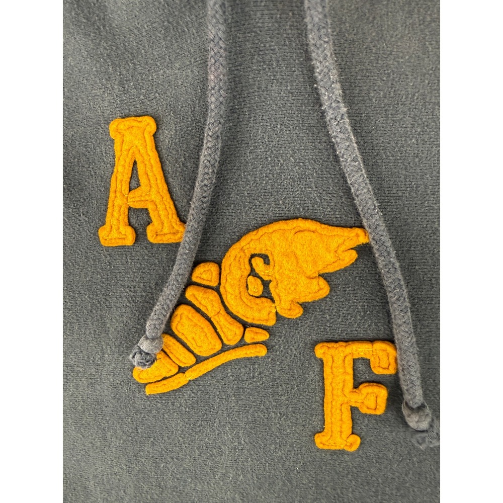 Abercrombie & Fitch Hoodie Mens Medium Blue Waffle Lined Distressed Pullover AF - Picture 7 of 9